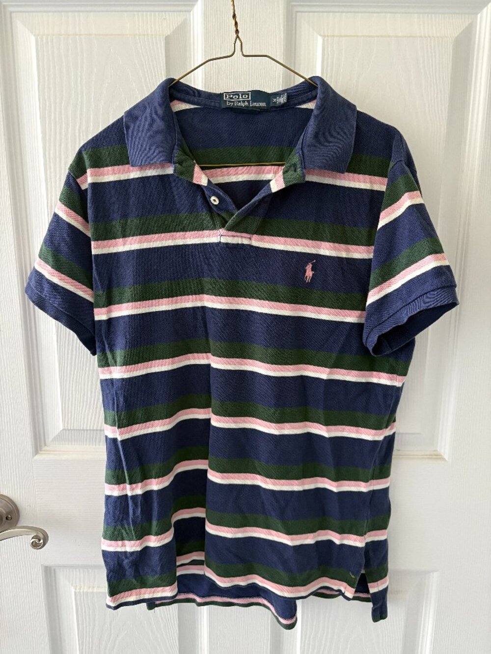 Polo Ralph Lauren - Medium Blue, Green, Pink, White Striped Polo